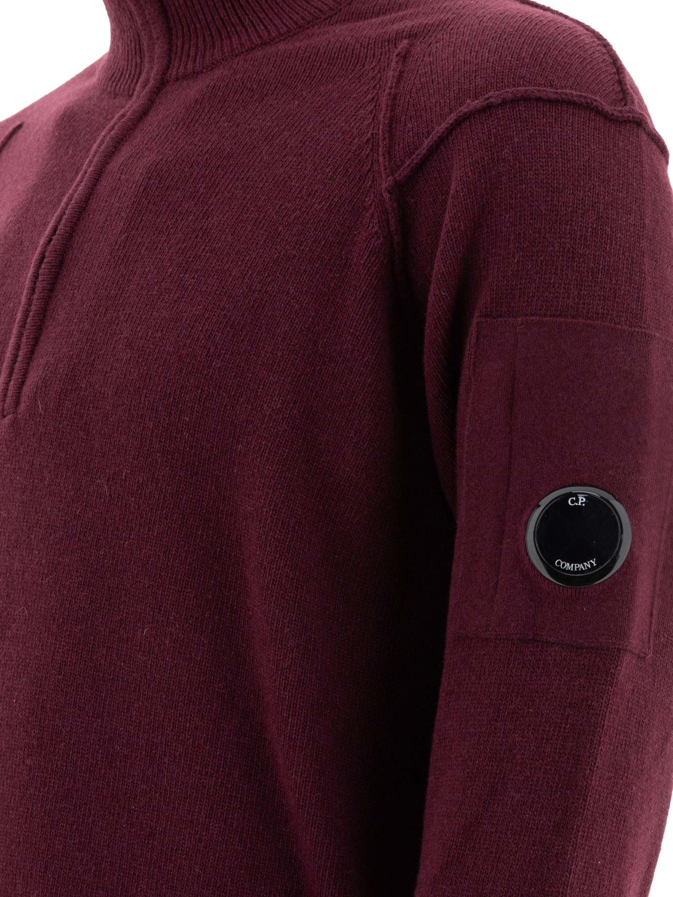 C.P. COMPANY Bordeaux Half-zip sweater with Lens detail